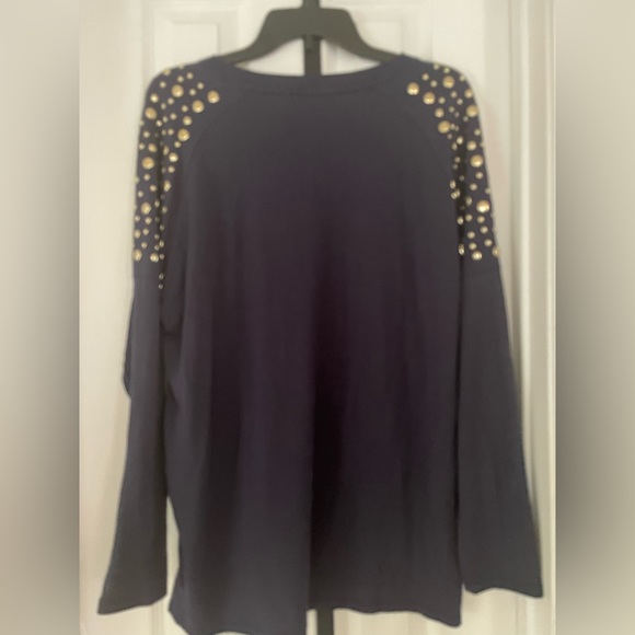 Navy Michael Kors top with gold detail large - Picture 2 of 4
